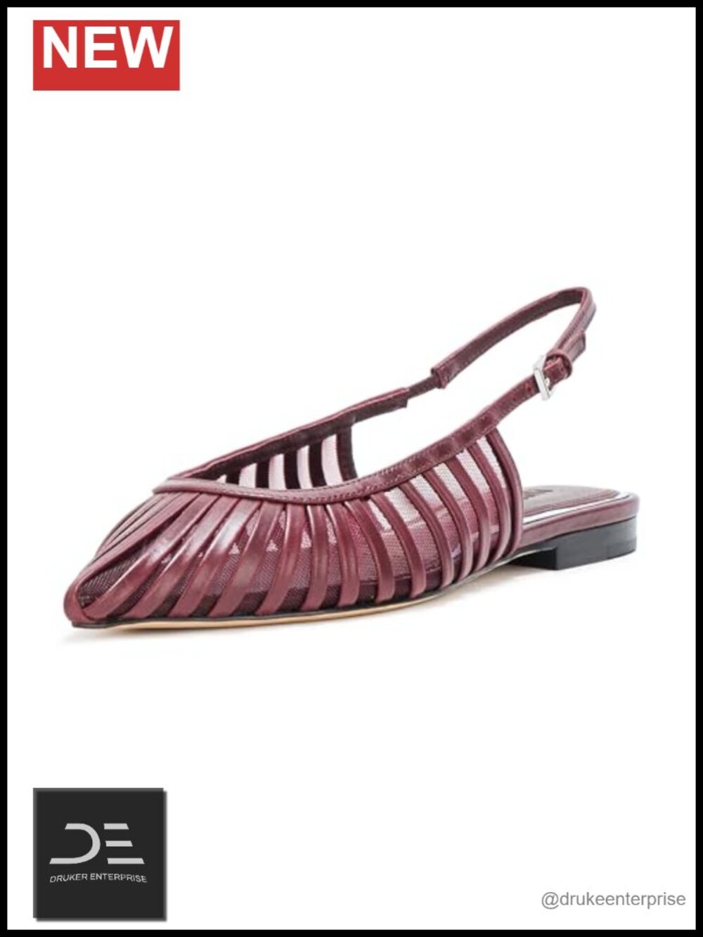 Women's Leather Pointed Toe Slingback Flat Sandal